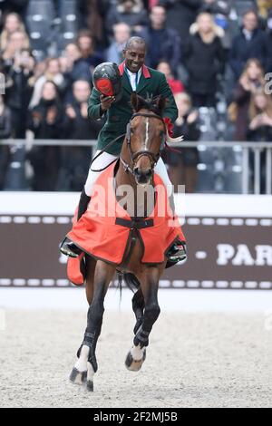 Abdelkebir OUADDAR riding Quickly de Kreisker during the Grand Prix of the Saut-Hermès , Grand-Palais, on March 20th , 2016, in Paris, France - Photo Christophe Bricot / DPPI Stock Photo