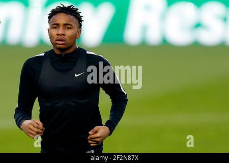 Paris Saint-Germain's French midfielder Christopher Nkunku runs during the Pre Match training and press conference before the UEFA Champions League football match between FC Barcelona and Paris Saint-Germain on March 7, 2017 in Barcelona, Spain - Photo Benjamin Cremel / DPPI Stock Photo