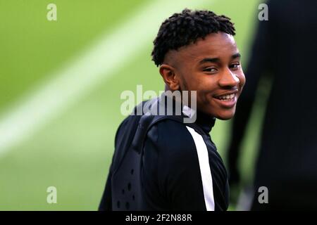 Paris Saint-Germain's French midfielder Christopher Nkunku smiles during the Pre Match training and press conference before the UEFA Champions League football match between FC Barcelona and Paris Saint-Germain on March 7, 2017 in Barcelona, Spain - Photo Benjamin Cremel / DPPI Stock Photo