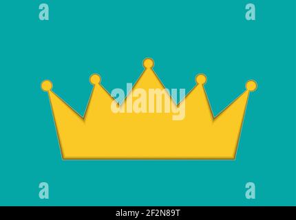 Paper cut crown on green background. Vector illustration Stock Vector