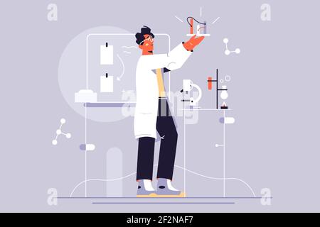 Scientist guy makes discovery Stock Vector