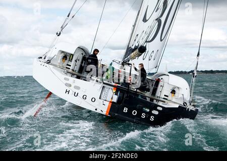 SAILING - THE FASTNET RACE 2011 - START - COWES (GBR) - 14/08/2011 - PHOTO : CHRISTOPHE LAUNAY / DPPI - HUGO BOSS / SKIPPER : ALEX THOMSON (GBR) Stock Photo