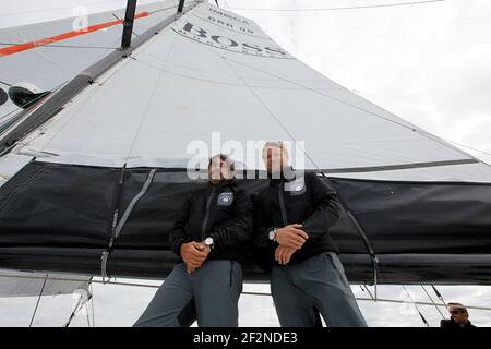 SAILING - THE FASTNET RACE 2011 - START - COWES (GBR) - 14/08/2011 - PHOTO : CHRISTOPHE LAUNAY / DPPI - HUGO BOSS / SKIPPERS : ALEX THOMSON (GBR) AND GUILLERMO ALTADILL (ESP) Stock Photo