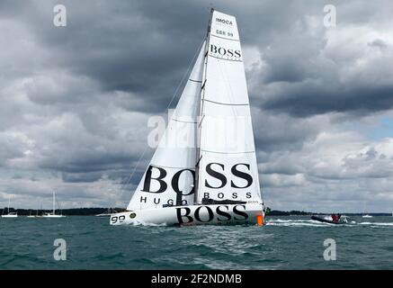 SAILING - THE FASTNET RACE 2011 - START - COWES (GBR) - 14/08/2011 - PHOTO : CHRISTOPHE LAUNAY / DPPI - HUGO BOSS / SKIPPERS : ALEX THOMSON (GBR) AND GUILLERMO ALTADILL (ESP) Stock Photo