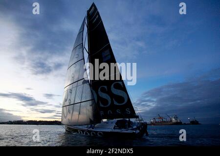 SAILING - TRANSAT JACQUES VABRE - COSTA RICA - 19/11/2011 - PHOTO : CHRISTOPHE LAUNAY / DPPI - HUGO BOSS - Alex THOMSON (GBR) / Guillermo ALTADILL (ESP) - 2ND - PODIUM Stock Photo