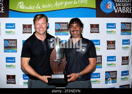 SAILING - TRANSAT JACQUES VABRE - COSTA RICA - 19/11/2011 - PHOTO : CHRISTOPHE LAUNAY / DPPI - HUGO BOSS - Alex THOMSON (GBR) / Guillermo ALTADILL (ESP) - 2ND - PODIUM Stock Photo