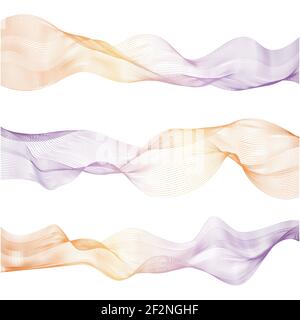 Set bright dynamic wave lines. Abstract background. Vector multicolored template for design. Stock Vector