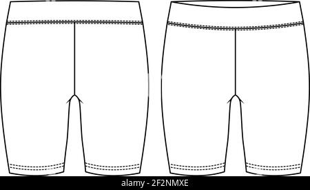 Short pants technical fashion illustration with mid-thigh length