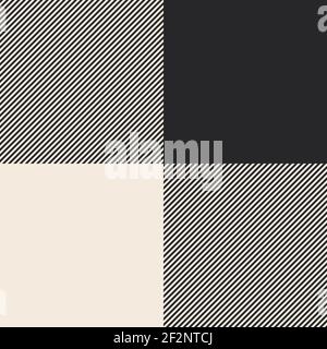 Buffalo Plaid pattern seamless vector illustration. Black and ivory check plaid for fashion textile design. Stock Vector