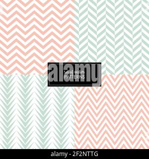 Set of four chevron patterns. Vector illustration. Pastel colors geometric zigzag designs Stock Vector