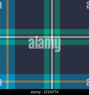 Navy Seamless Plaid Pattern vector illustration. Beach Tropical look check plaid for fashion textile design. Stock Vector