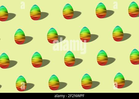 Modern Easter egg pattern made, multicolored Egg, rainbow, Minimal Easter concept Stock Photo