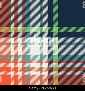 Orange and navy Plaid pattern seamless vector illustration. Colourful Check plaid for fashion textile design. Stock Vector