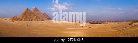 Panorama, Egypt, Cairo, Pyramids of Giza, distant view Stock Photo