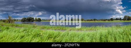 Panorama, Lower Oder Valley National Park, thunderstorm mood Stock Photo