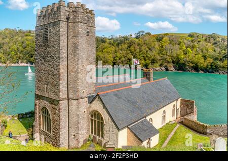 St Petroc's Church at Dartmouth Castle at the mouth of the Dart Estuary in Devon, England Stock Photo