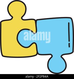 Two connected jigsaw puzzle pieces Stock Vector