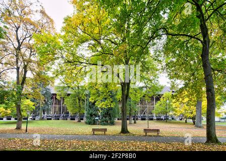Spa gardens, graduation tower, park, green area, Bad Orb, Main-Kinzig-Kreis, Hessen, Germany, Europe Stock Photo