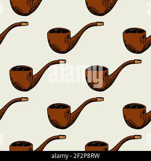 Seamless pattern with smoking pipe. Vintage background retro, smoke design, vector illustration Stock Vector