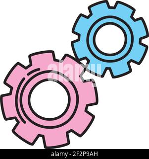 doodle industry gears engineering factory process Stock Vector Image ...