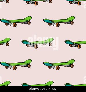 Seamless pattern with skate board. Skateboarding lifestyle activity, vector illustration Stock Vector