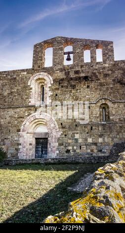 Marcevol Priory Church was built in the XII century. Monument historique. Stock Photo