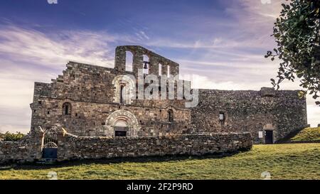 Marcevol Priory Church was built in the XII century. Monument historique. Stock Photo