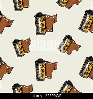 Seamless pattern with photographic film. Background with design vintage. Vector illustration Stock Vector