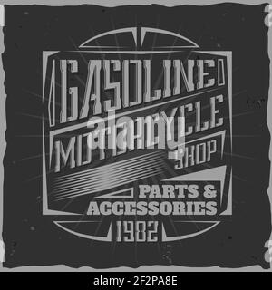 Vintage motor label with lettering composition Stock Vector