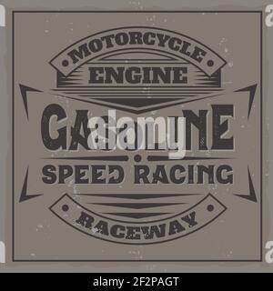 Vintage motor label with lettering composition Stock Vector