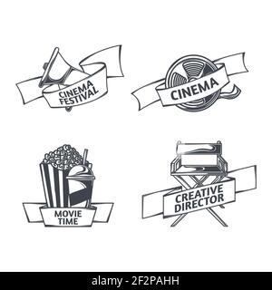 Set of drawings of cinema icons Stock Vector