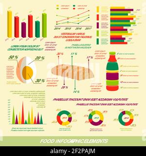 Farming flat infographics with information and charts about livestock ...