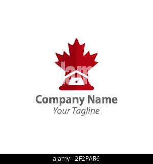 Modern Canada Maple Leaf Logo Design,canada maple real estate logo template.EPS 10 Stock Vector