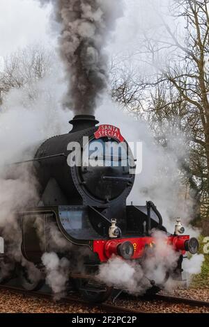 England, East Sussex, The Bluebell Railway, Santa Special Steam Train Stock Photo