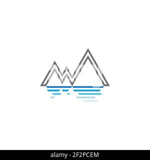 snow mountain sea gradient geometric motion logo vector Stock Vector