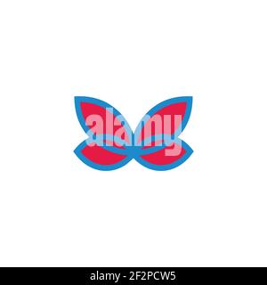 butterfly wings simple geometric outline colorful symbol logo vector Stock Vector