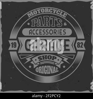 Vintage motor label with lettering composition Stock Vector