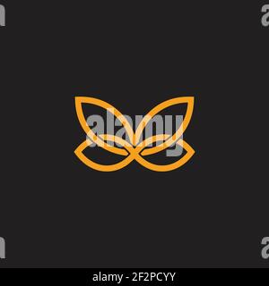 abstract butterfly wings flat overlap line 3d logo vector Stock Vector