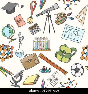 Back to school sketch seamless pattern. School seamless, education pattern, vector illustration Stock Vector