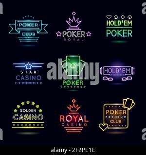 Neon circus and cinema or movie emblems. Show, billboard glowing, banner film, entertainment. Vector illustration Stock Vector