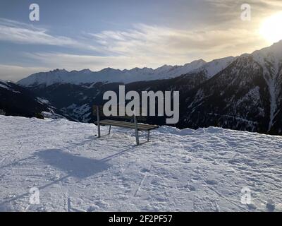 Diasbahn mountain station, bank, panoramic view, Kappl ski area, winter landscape, Kappl, Paznauntal, Tyrol, Austria Stock Photo
