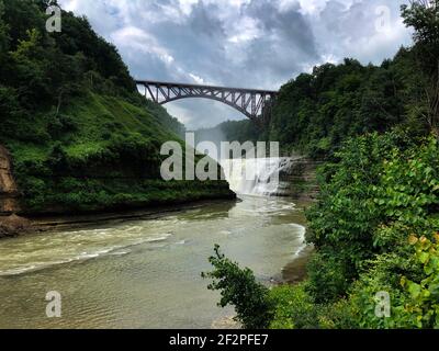 Letchworth State Park, New York, USA, major travel destination with three major waterfalls and 50 in total. Stock Photo