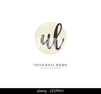 UL Initial letter handwriting and signature logo. A concept handwriting initial logo with template element. Stock Vector