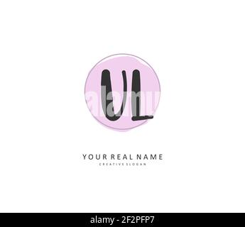 UL Initial letter handwriting and signature logo. A concept handwriting initial logo with template element. Stock Vector