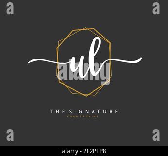 UL Initial letter handwriting and signature logo. A concept handwriting initial logo with template element. Stock Vector