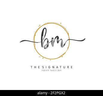 B M BM Initial letter handwriting and signature logo. A concept handwriting initial logo with template element. Stock Vector