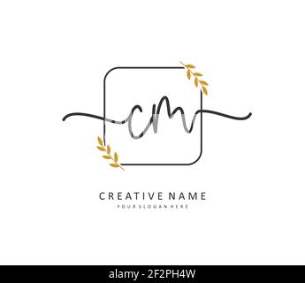 Initial Letter CM Logo - Handwritten Signature Logo - Minimal Vector ...