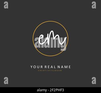 E M EM Initial letter handwriting and signature logo. A concept handwriting initial logo with template element. Stock Vector