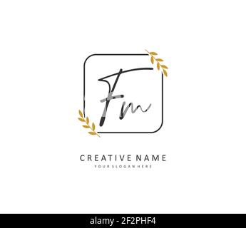 F M FM Initial letter handwriting and signature logo. A concept handwriting initial logo with template element. Stock Vector