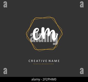 E M EM Initial letter handwriting and signature logo. A concept handwriting initial logo with template element. Stock Vector
